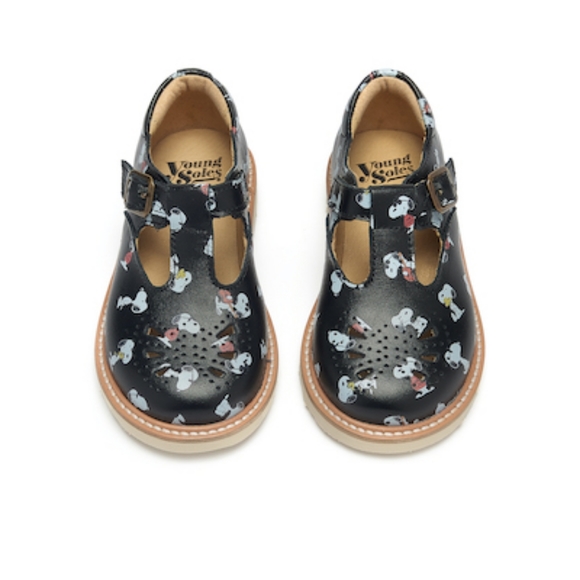 NWT Young Soles X PEANUTS ROSIE GIRLS' T-BAR SHOE SNOOPY PRINT CHESTNUT - Picture 7 of 16